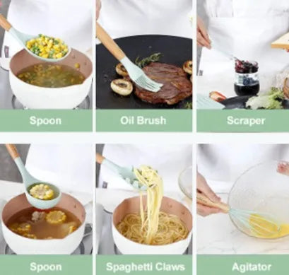 Kit de Colher de Silicone para Cozinha, BPA Antiferrugem
