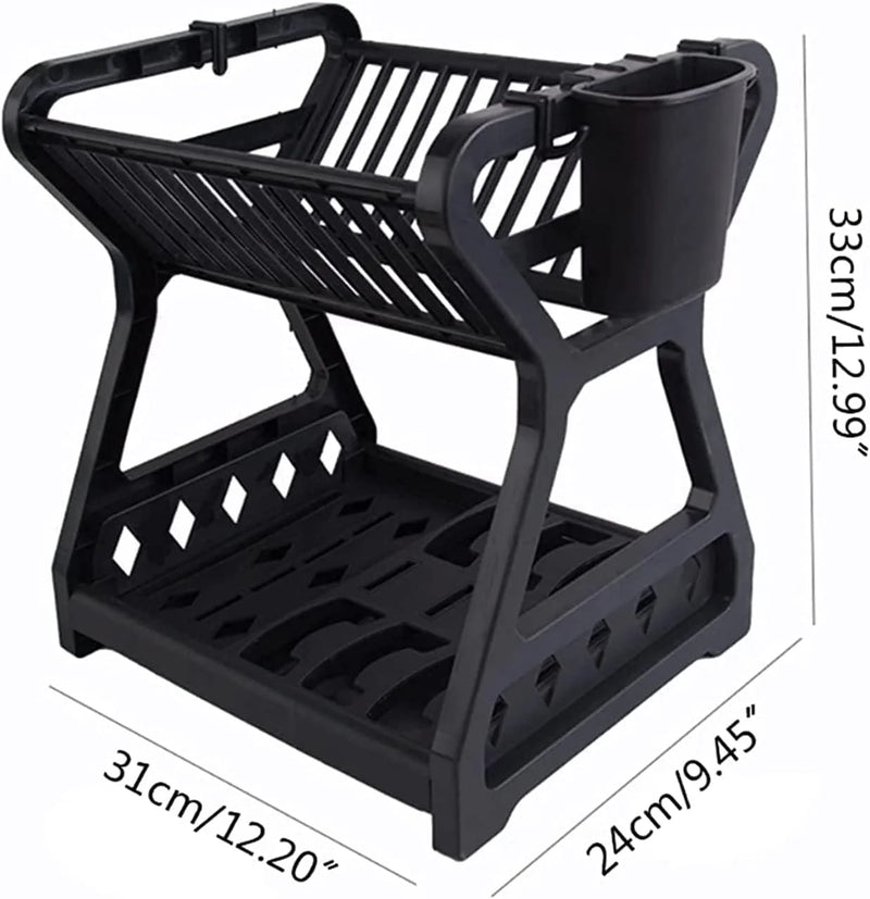 Dish Drainer Double Layer Bench Kitchen Dishes Holder Cage Chopsticks Drainer Practical Storage Organizer