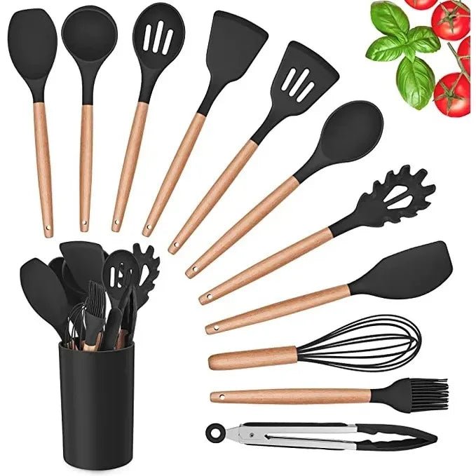 Kit de Colher de Silicone para Cozinha, BPA Antiferrugem