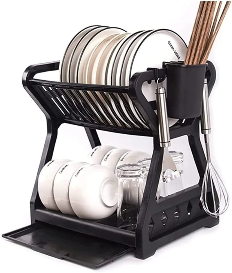 Dish Drainer Double Layer Bench Kitchen Dishes Holder Cage Chopsticks Drainer Practical Storage Organizer