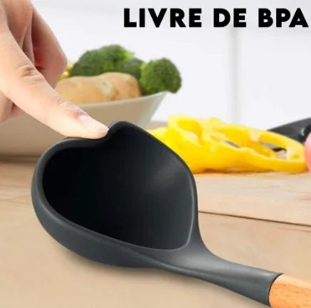 Kit de Colher de Silicone para Cozinha, BPA Antiferrugem