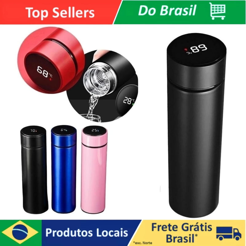 Garrafa térmica de Inox, sensor de temperatura digital inteligente
