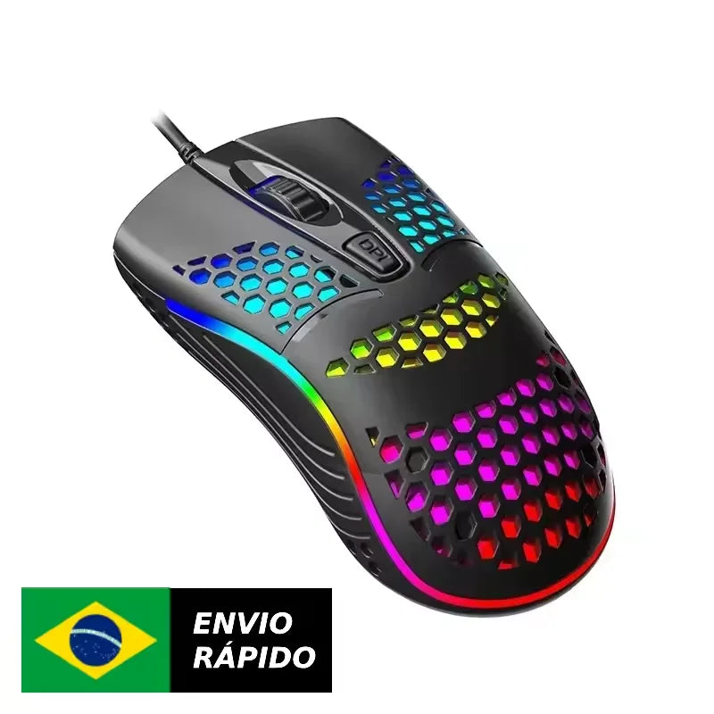 Mouse USB RGB para design de computador e notebook Moderno
