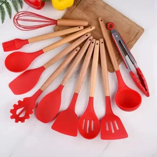 Kit de Colher de Silicone para Cozinha, BPA Antiferrugem