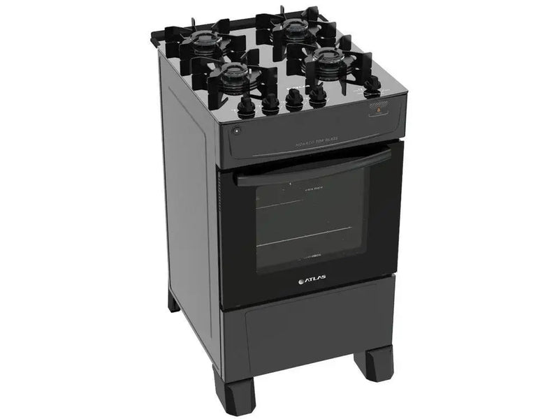 4 Stove Atlas Black Glass Table Monaco Glass Top Glass - Bivolt