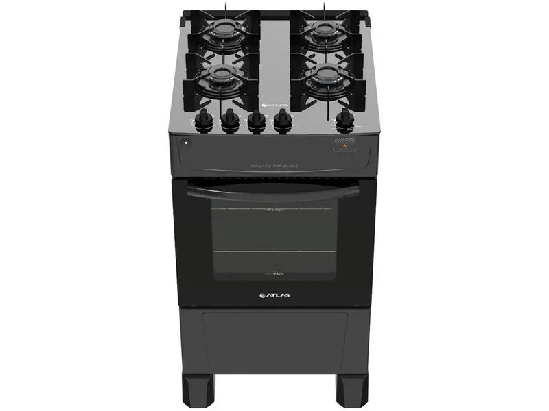 4 Stove Atlas Black Glass Table Monaco Glass Top Glass - Bivolt