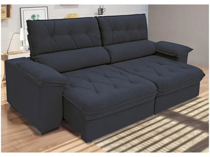 4 Places Reclining Retractable Sofa Suede Hannover