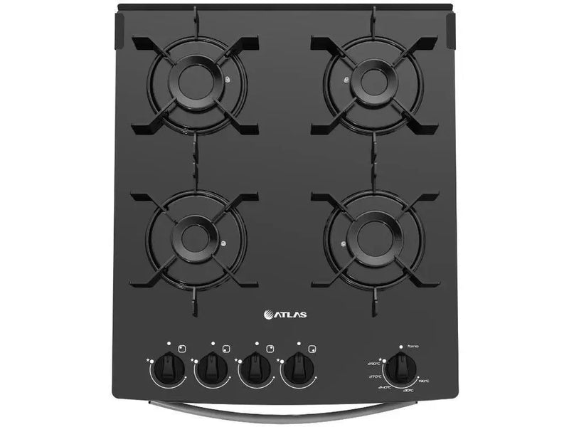 4 Stove Atlas Black Glass Table Monaco Glass Top Glass - Bivolt