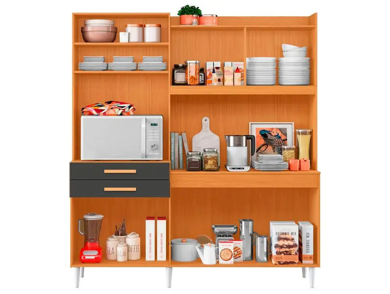 Selena Compact Kitchen Aramobile with Niche Counter for Microwave 6 Doors 2 Drawers