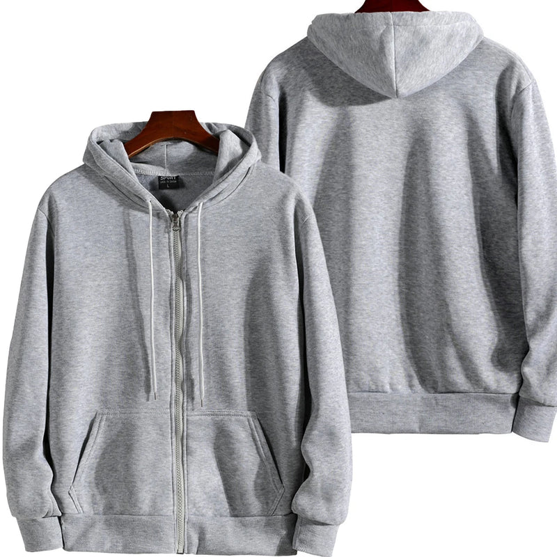 Fashion Zipper Hoodies Women/Men Fashion Long Sleeve Hooded Sweatshirt Casual Autumn Winter Sportwear Solid Clothes